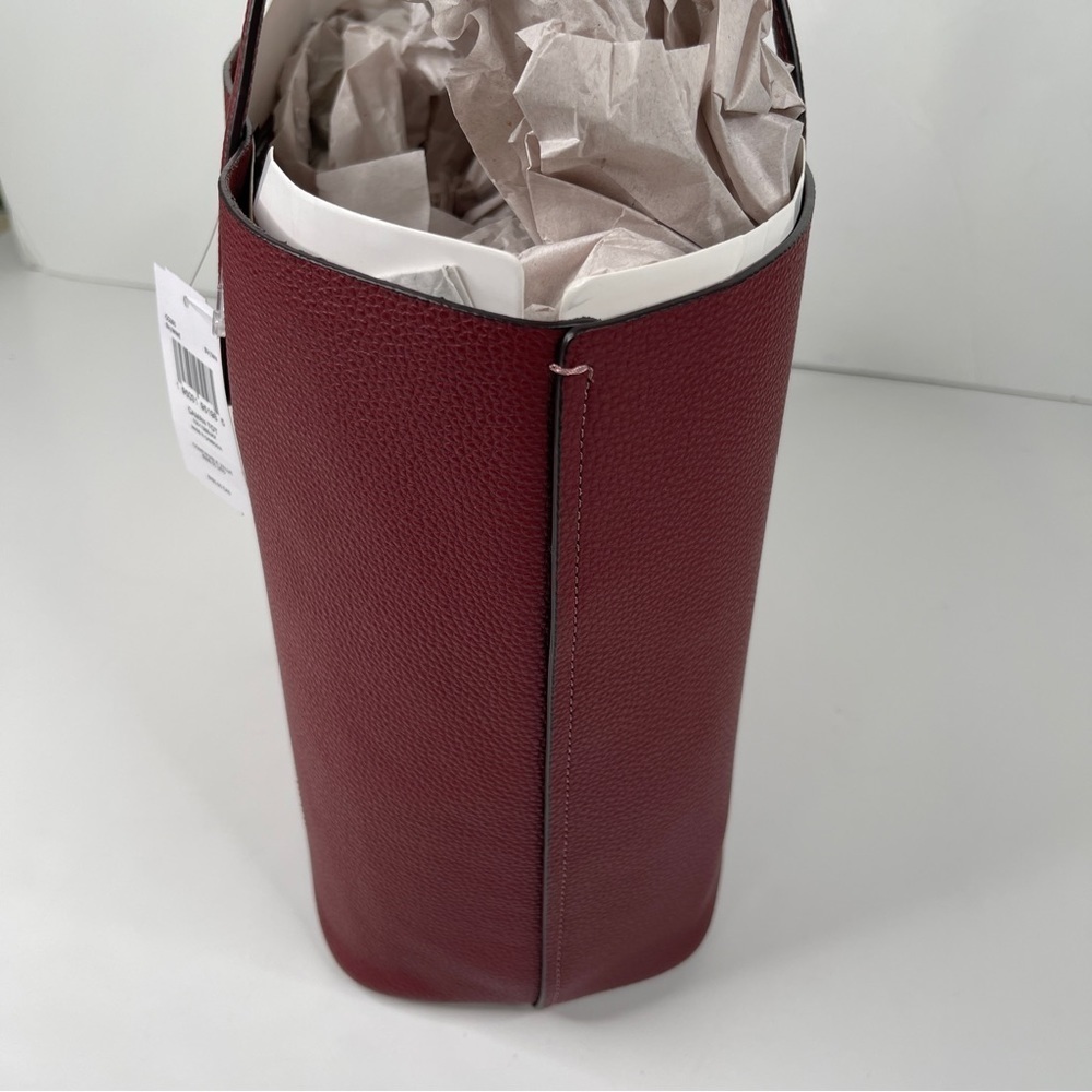 Coach Cameron Tote Embossed Pebbled Leather Wine Silver - Picture 5 of 17